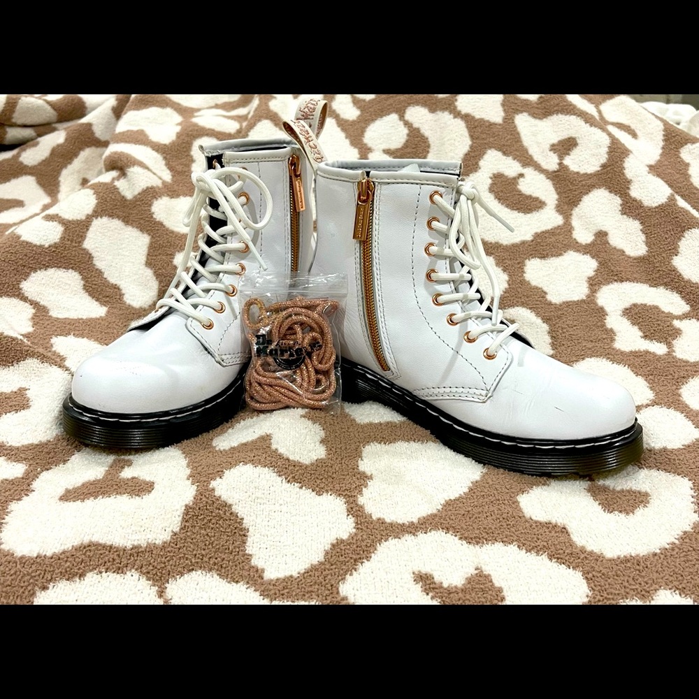 Girls White Dr. Martens Combat Boots